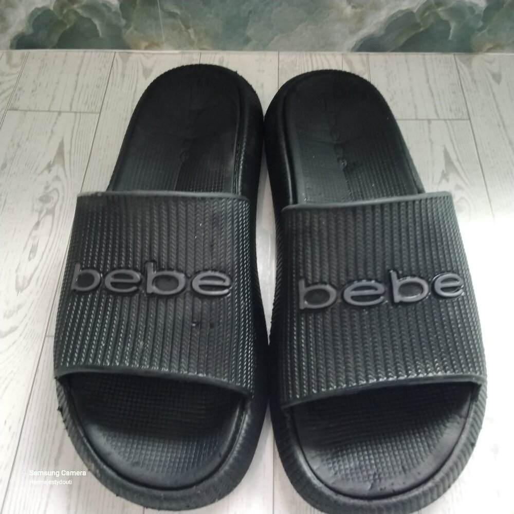 Bebe Black Men's Rubber Slides Slippers Sandals Size 10 Good Used Condition